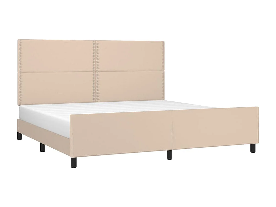 Estrutura cama cabeceira 200x200 cm couro artificial cappuccino