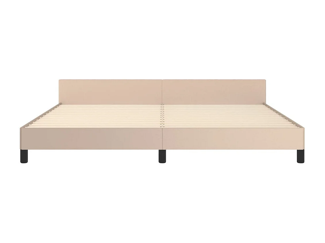 Estrutura cama cabeceira 200x200 cm couro artificial cappuccino