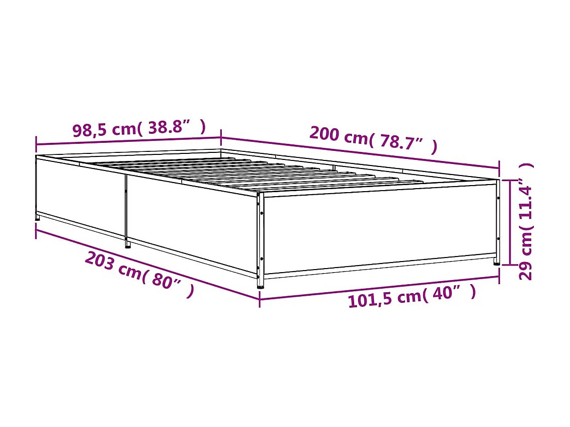 Cadre de lit sans matelas chêne sonoma 100x200 cm