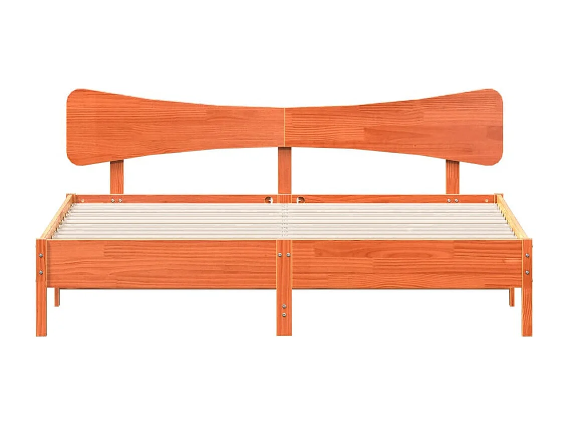 Cadre de lit sans matelas cire marron 200x200cm bois pin massif