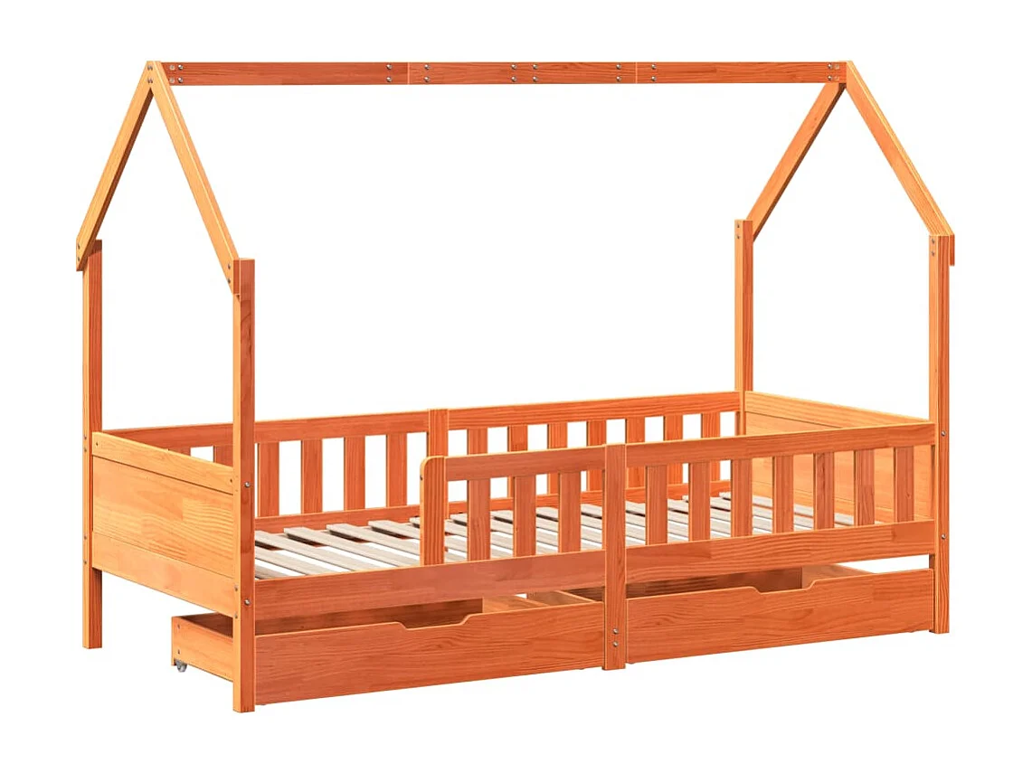 Giroletto per Bambini con Cassetti 90x190cm Legno Massello Pino