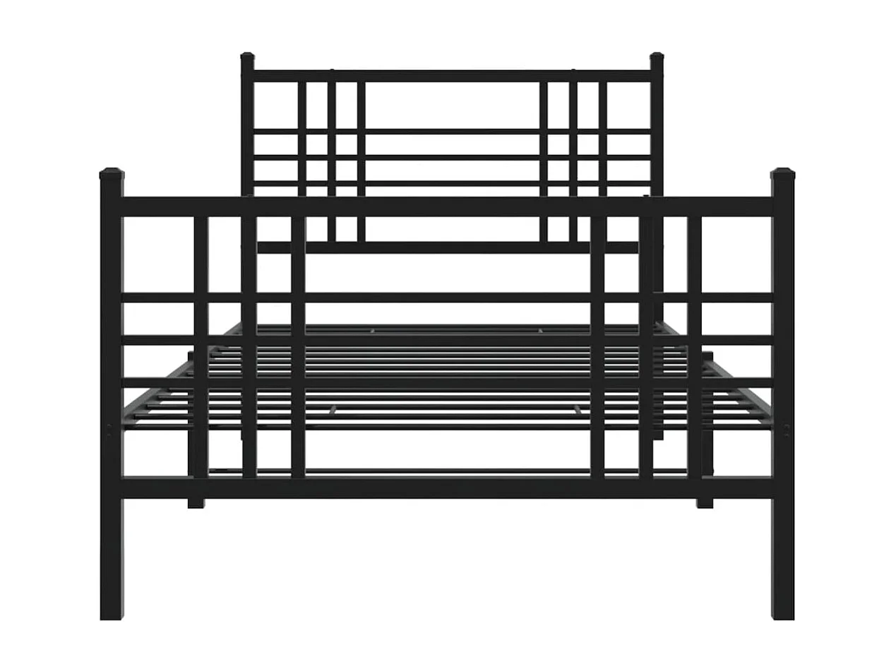 Cadre de lit métal sans matelas avec pied de lit noir 90x190 cm