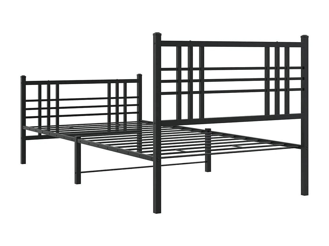 Cadre de lit métal sans matelas avec pied de lit noir 90x190 cm