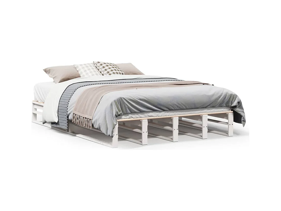 Cadre de lit sans matelas blanc 160x200 cm bois de pin massif