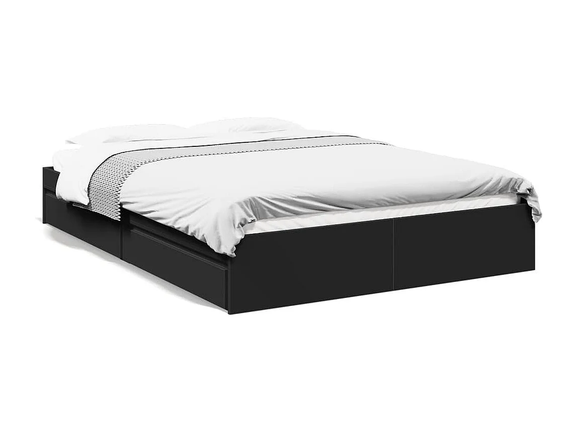Bettgestell mit Schubladen Schwarz 160x200 cm Holzwerkstoff