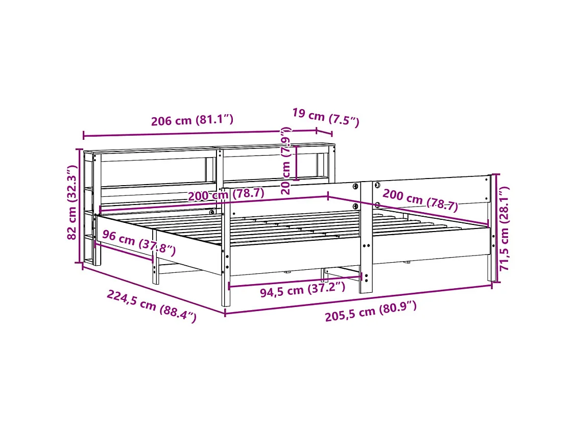 Cadre de lit sans matelas gris foncé 140x190 cm velours