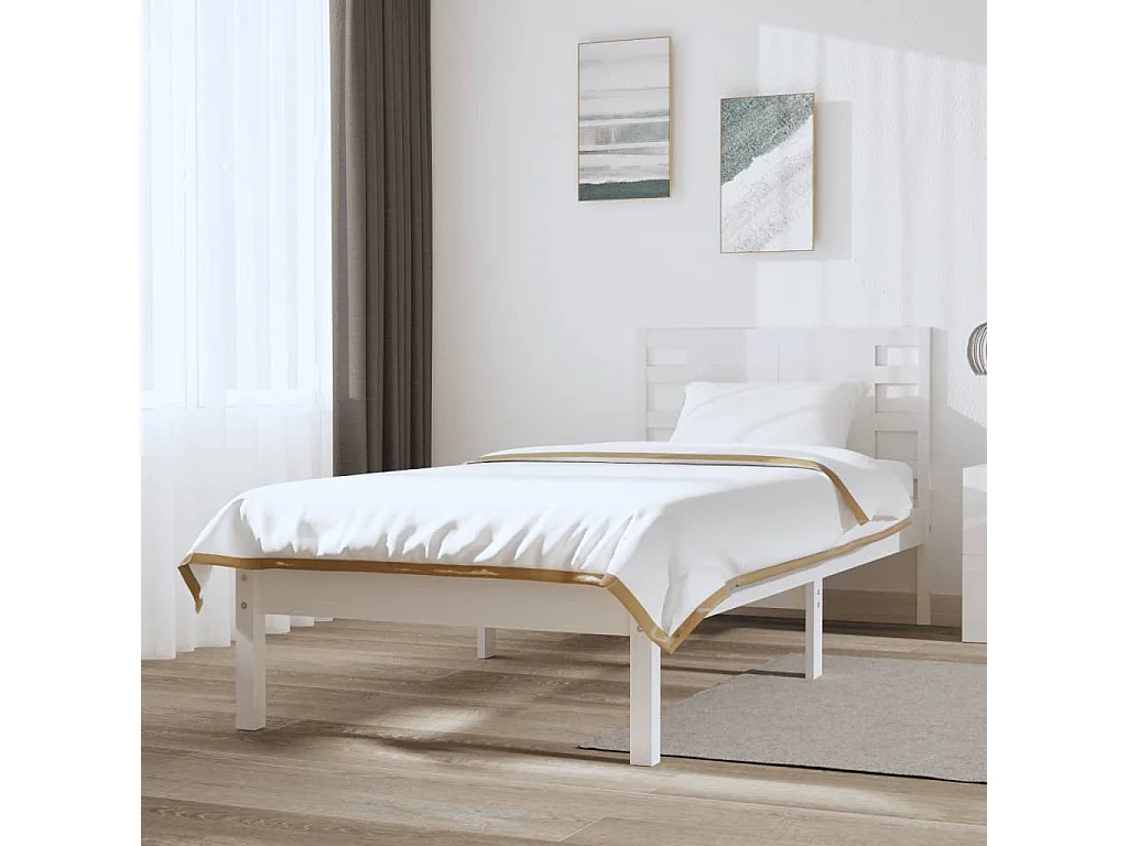 Massivholzbett ohne Matratze Weiß 100x200 cm Kiefernholz