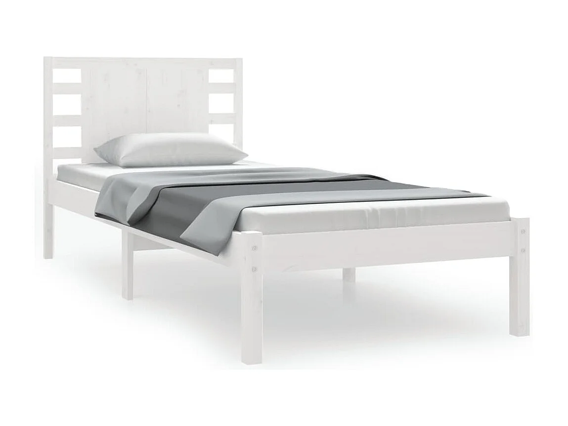 Massivholzbett ohne Matratze Weiß 100x200 cm Kiefernholz