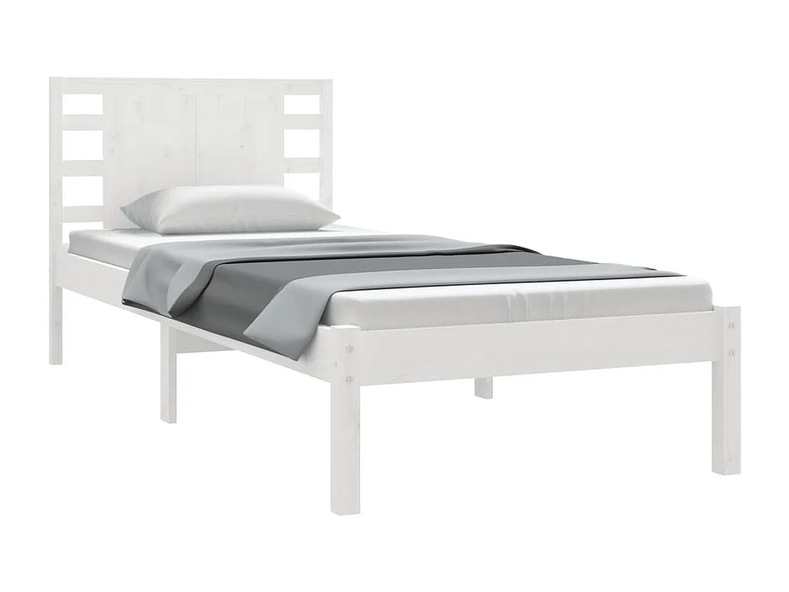 Massivholzbett ohne Matratze Weiß 100x200 cm Kiefernholz