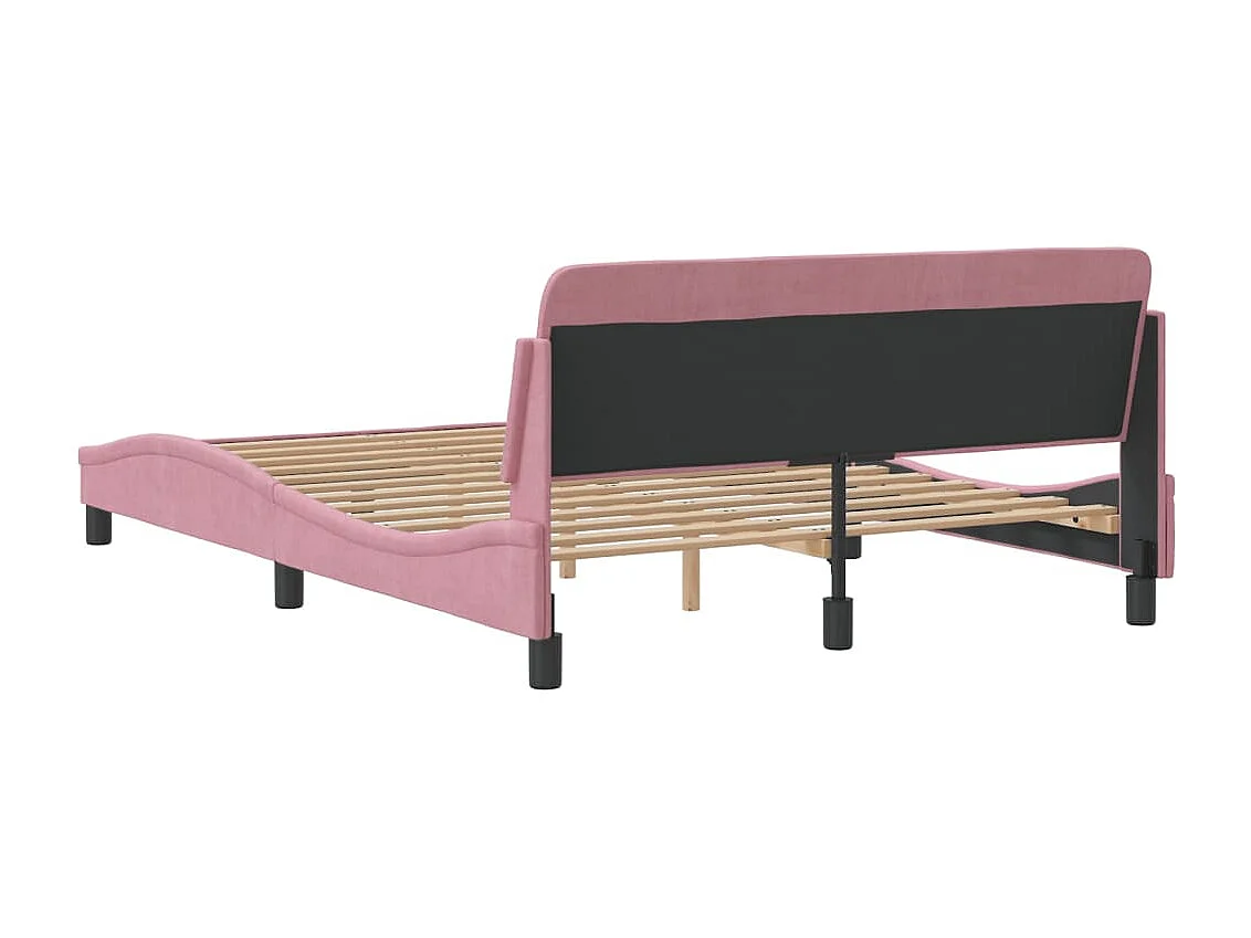 Giroletto con Testiera senza Materasso Rosa 140x190 cm Velluto