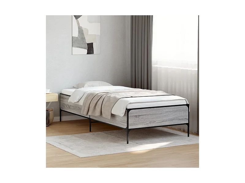 Giroletto Grigio Sonoma 75x190cm in Legno Multistrato e Metallo