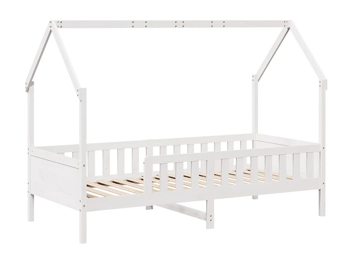 Cama infantil formato casa 80x200 cm pinho maciço branco