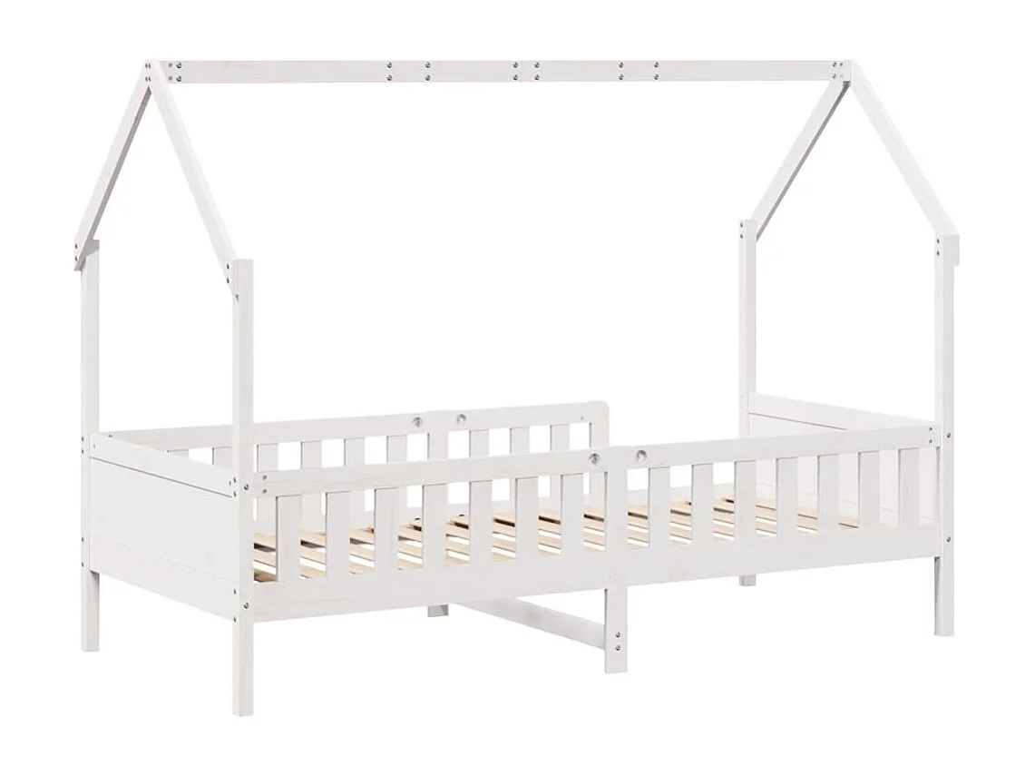 Cama infantil formato casa 80x200 cm pinho maciço branco