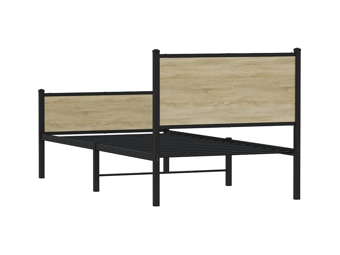 Estructura de cama sin colchón metal roble Sonoma 100x200 cm