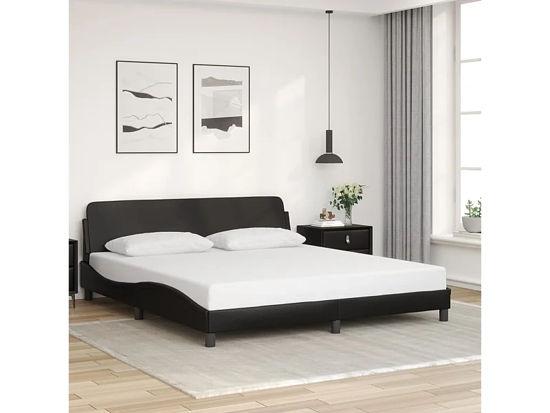 Cadre de lit sans matelas noir 180x200 cm similicuir