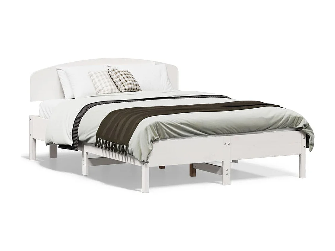 Massivholzbett ohne Matratze Weiß 135x190 cm Kiefernholz