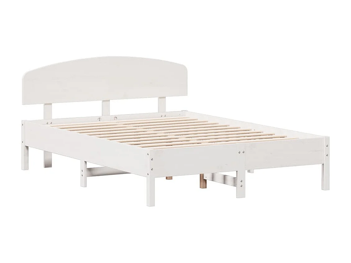 Massivholzbett ohne Matratze Weiß 135x190 cm Kiefernholz
