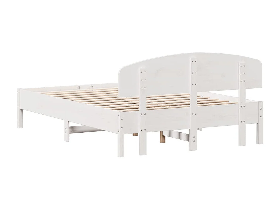 Massivholzbett ohne Matratze Weiß 135x190 cm Kiefernholz