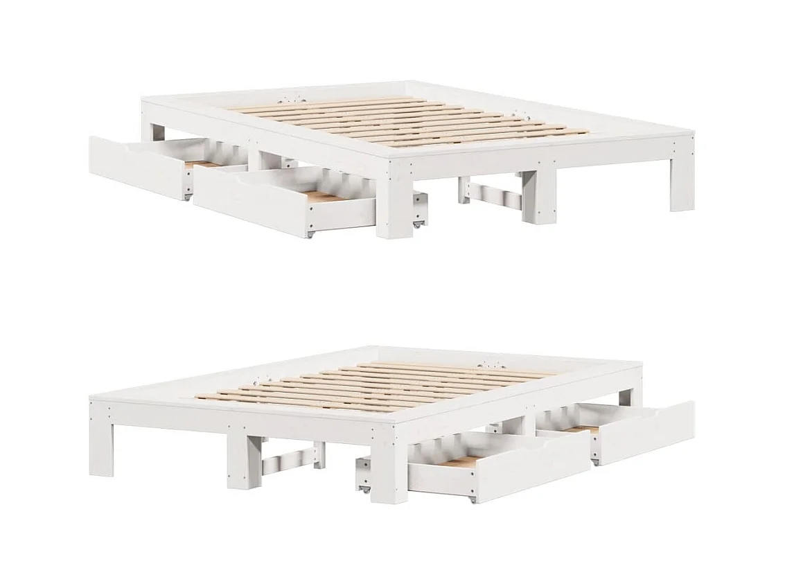 Estructura de cama sin colchón madera de pino blanca 120x200 cm