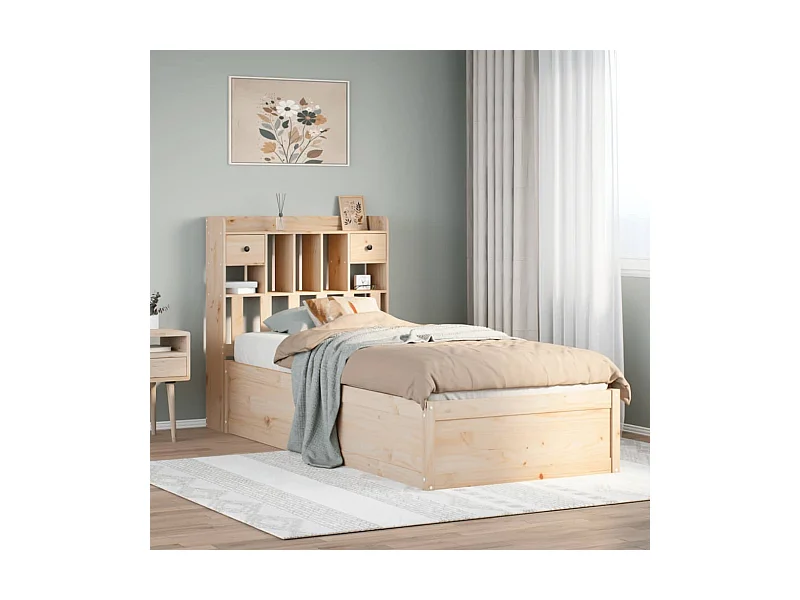 Estructura de cama sin colchón madera maciza de pino 90x190 cm