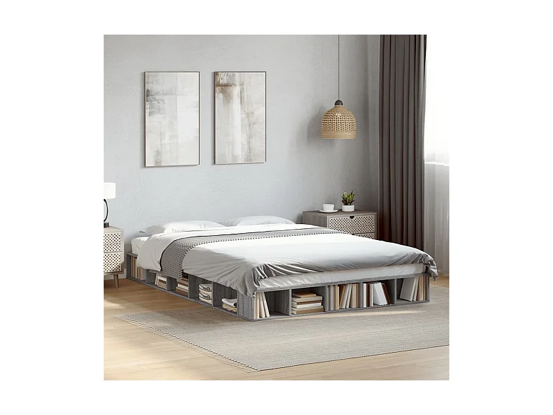 Cadre de lit sans matelas sonoma gris 150x200 cm