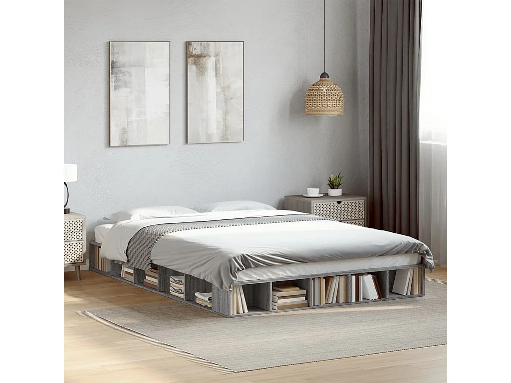 Cadre de lit sans matelas sonoma gris 150x200 cm