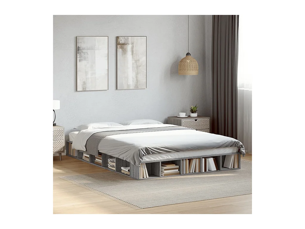 Cadre de lit sans matelas sonoma gris 150x200 cm