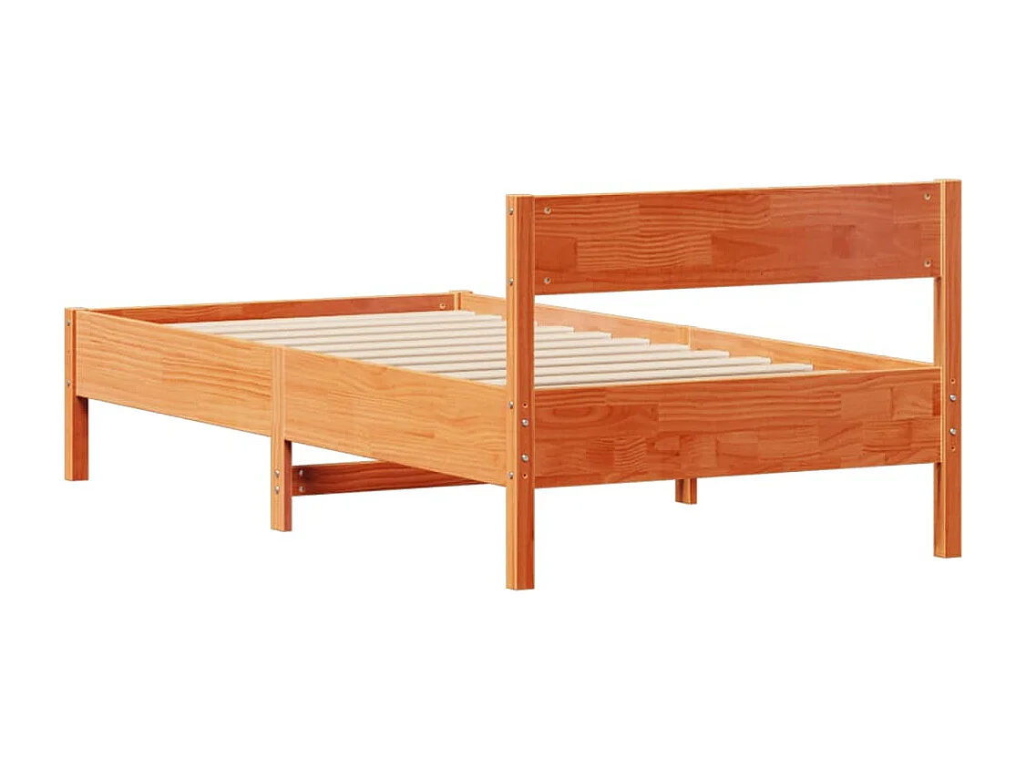 Cadre de lit sans matelas cire marron 75x190 cm bois pin massif