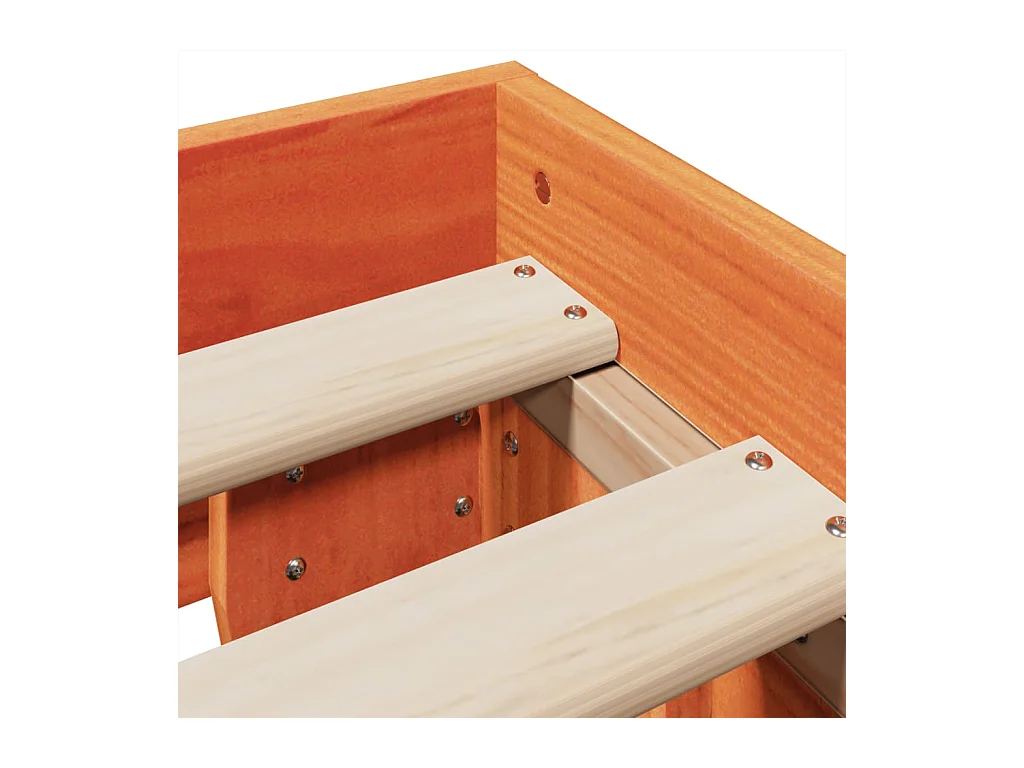 Cama sem colchão 135x190 cm madeira pinho maciça castanho-mel