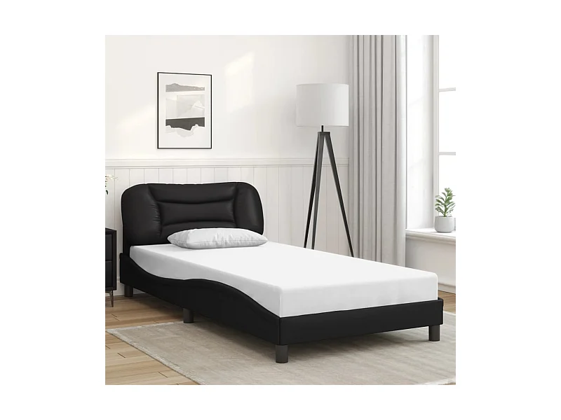 Cadre de lit sans matelas noir 100x200 cm similicuir