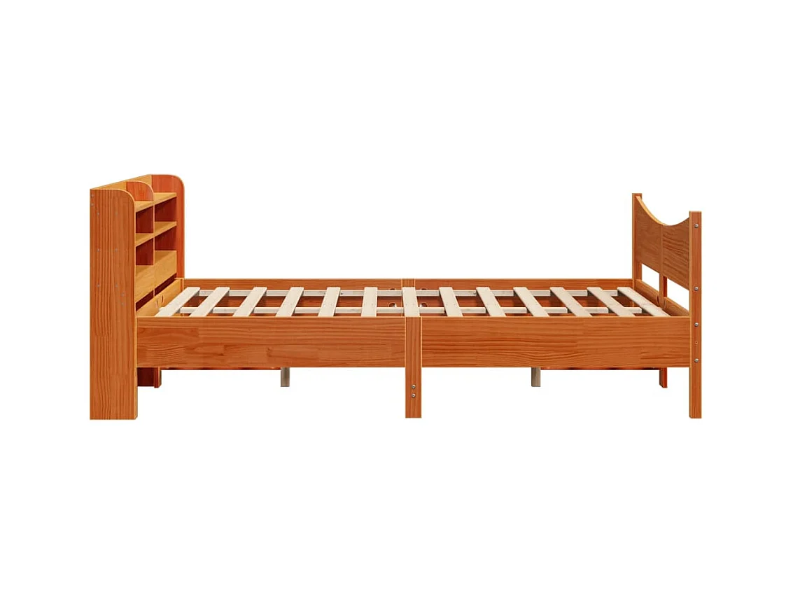 Cadre de lit et tête de lit cire marron 160x200 cm bois de pin