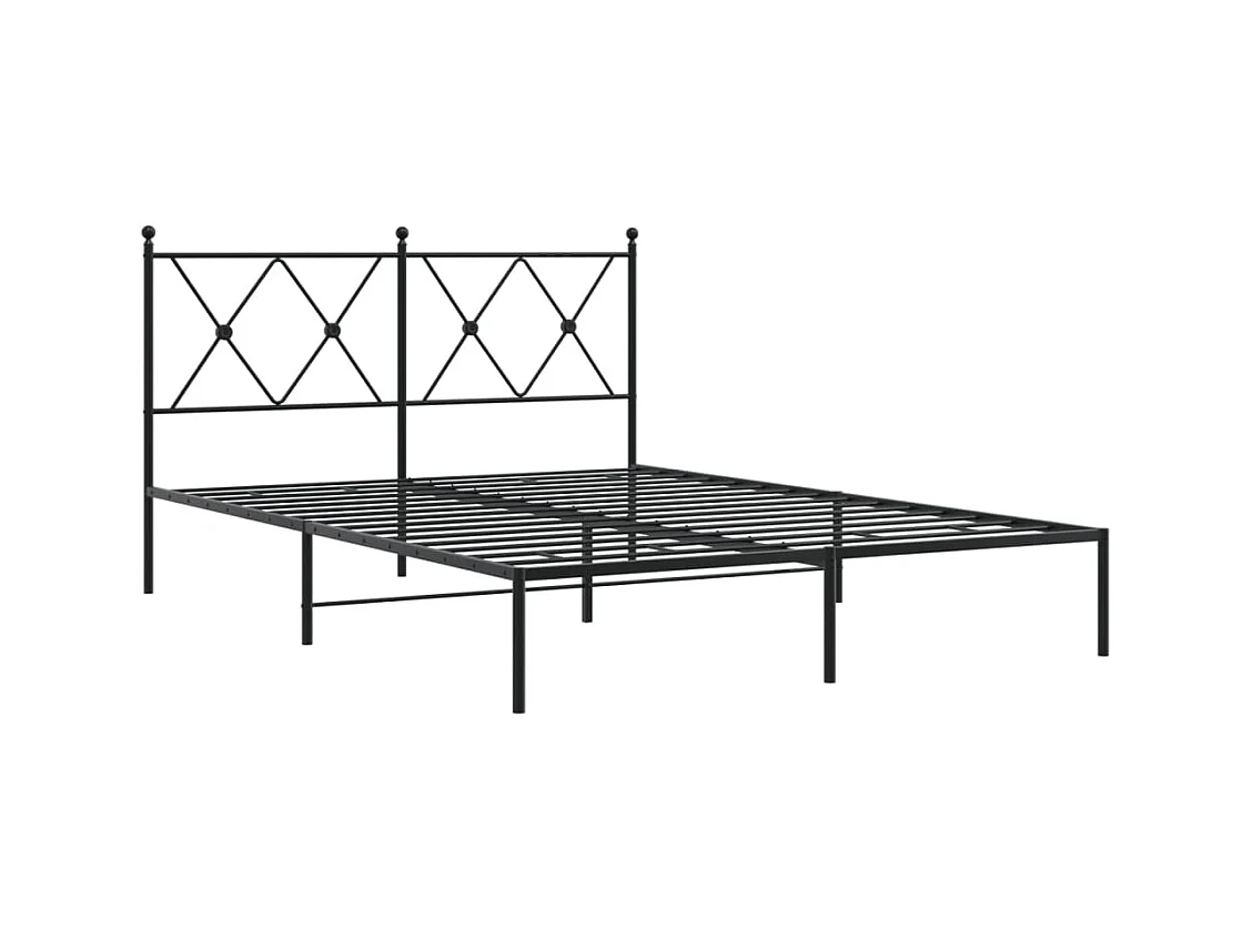 Bedframe met hoofdbord metaal zwart 140x190 cm