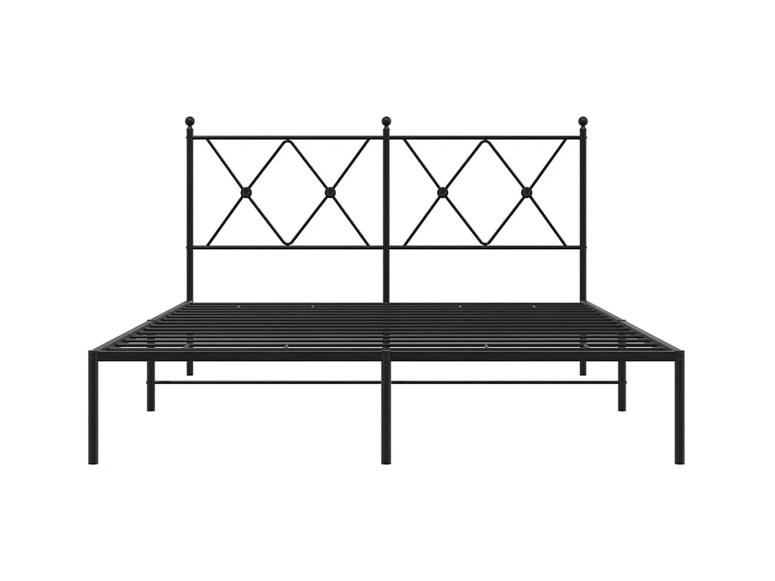 Bedframe met hoofdbord metaal zwart 140x190 cm