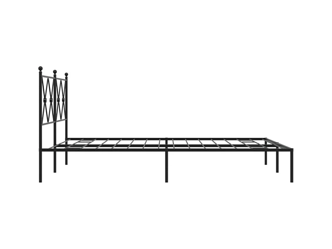 Bedframe met hoofdbord metaal zwart 140x190 cm