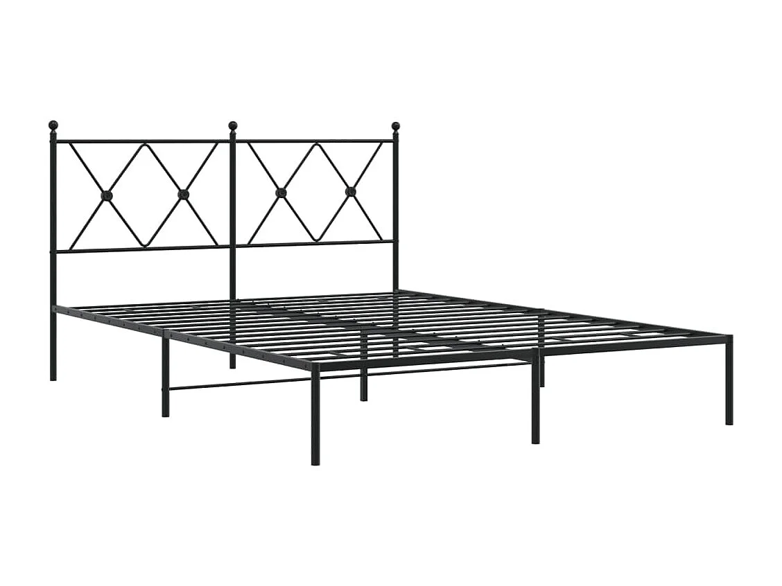 Cadre de lit métal sans matelas avec tête de lit noir 140x190cm
