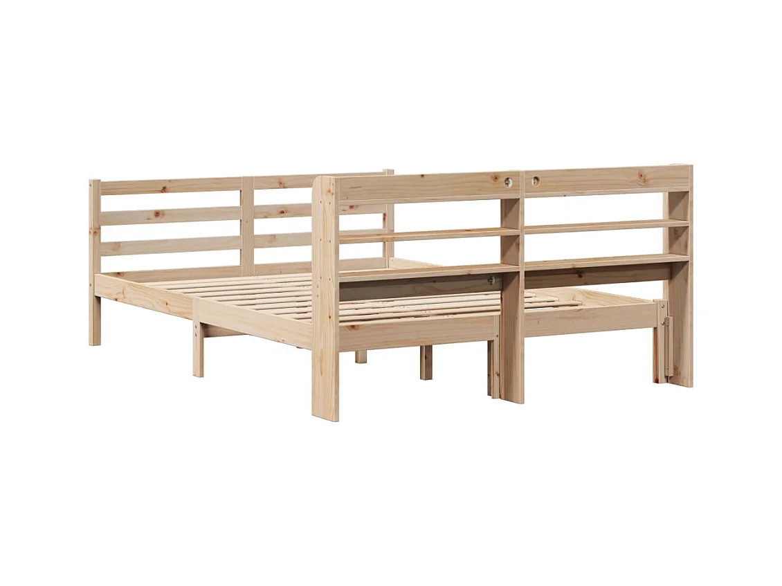 Bedframe met hoofdbord massief grenenhout 120x190 cm