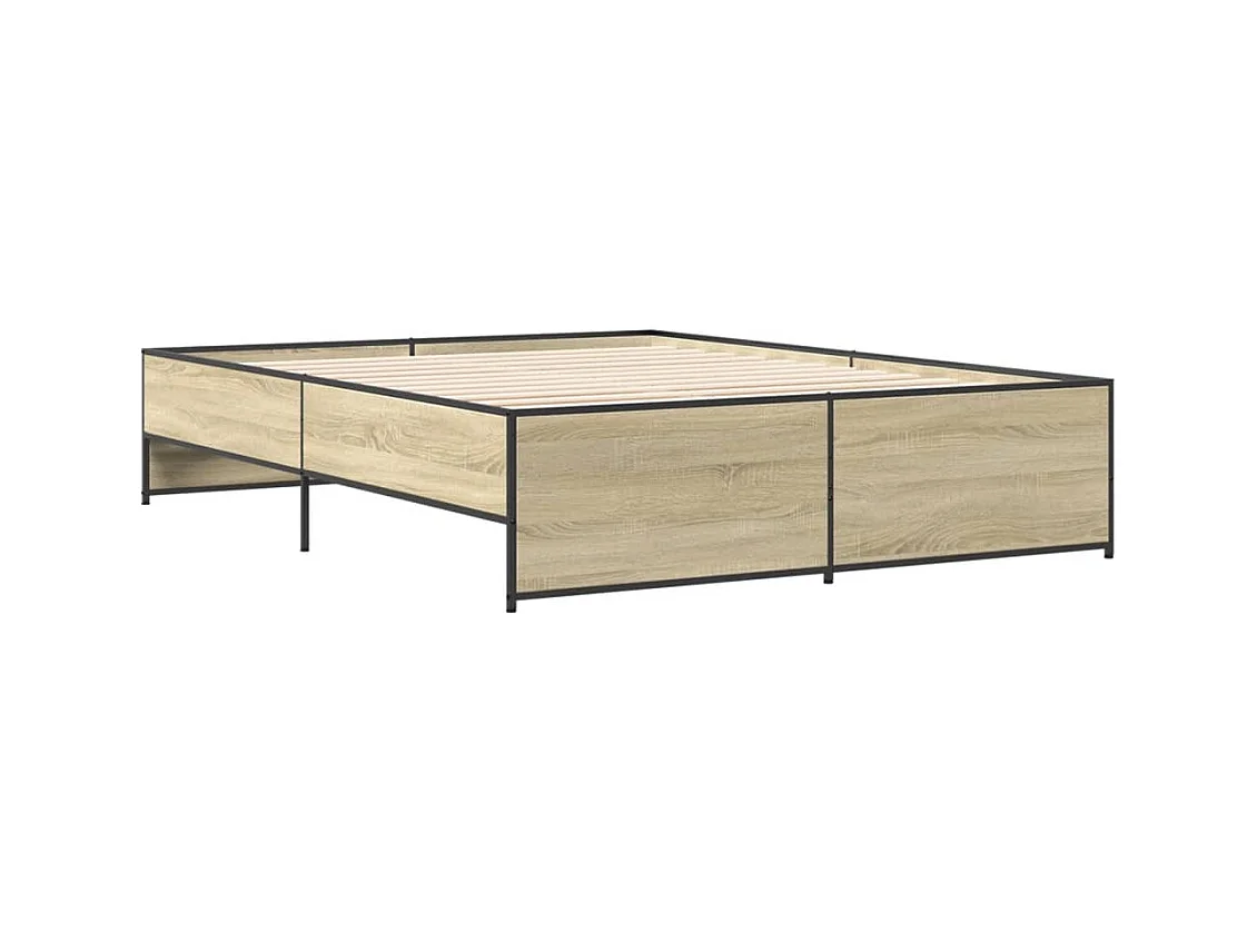 Bettgestell Sonoma-Eiche 140x200 cm Holzwerkstoff und Metall
