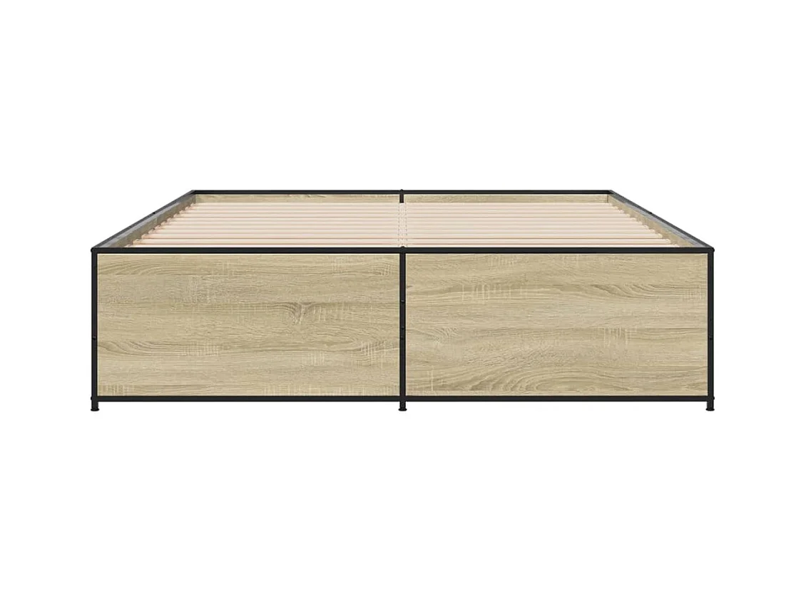Bettgestell Sonoma-Eiche 140x200 cm Holzwerkstoff und Metall