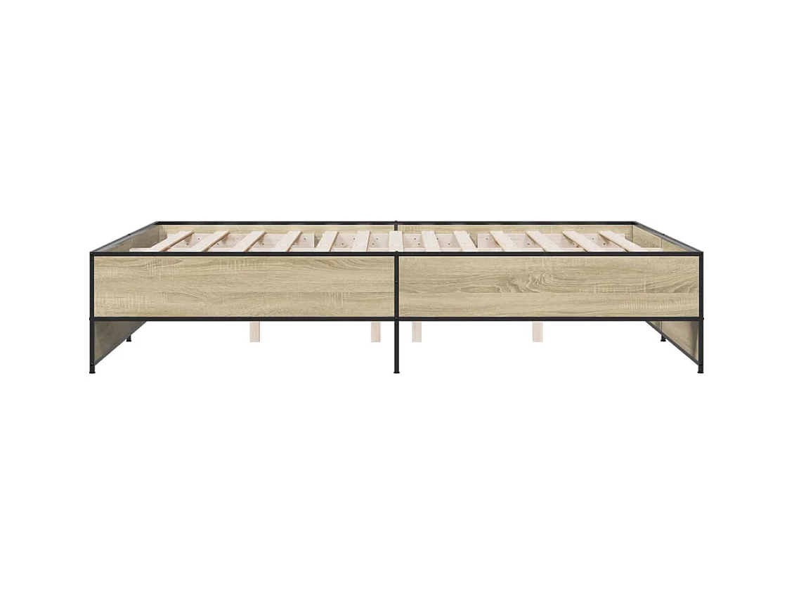Bettgestell Sonoma-Eiche 140x200 cm Holzwerkstoff und Metall