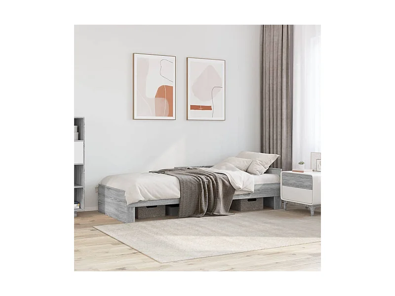 Estructura de cama madera de ingeniería gris Sonoma 90x190 cm