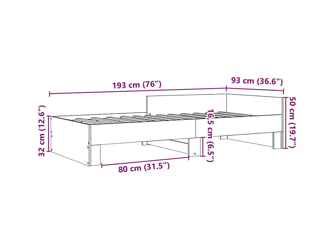 Cadre de lit sans matelas sonoma gris 90x190 cm