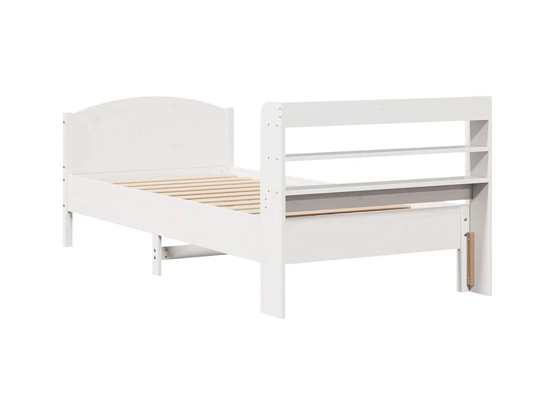 Letto senza Materasso Bianco 75x190 in Legno Massello di Pino