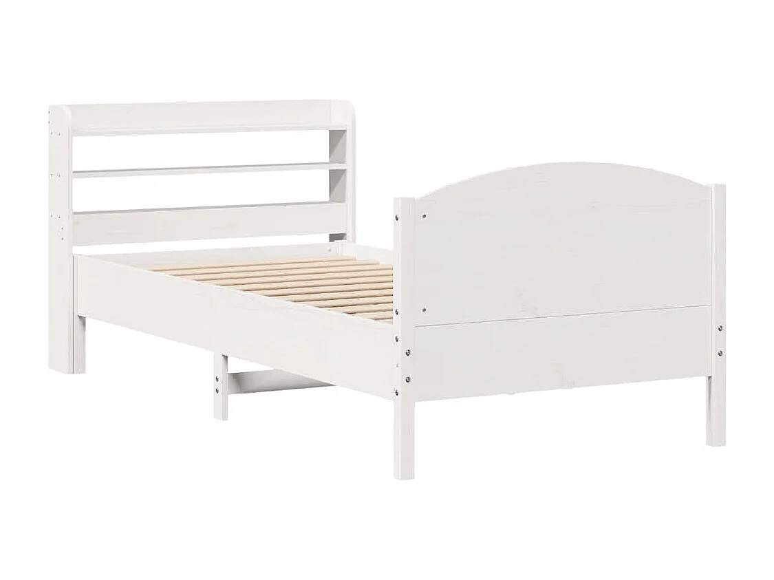 Cadre de lit sans matelas blanc 75x190 cm bois de pin massif