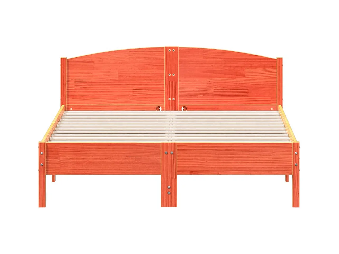Cama sin colchón madera maciza de pino marrón cera 140x200 cm