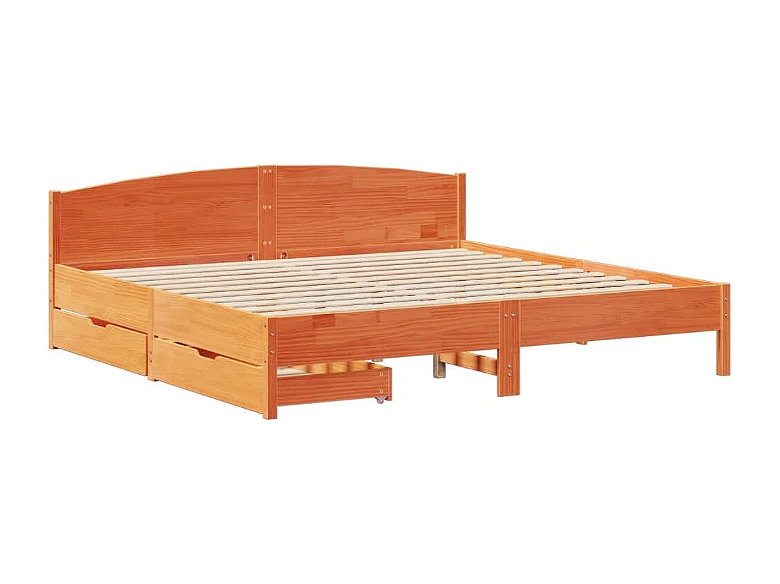 Cadre de lit sans matelas cire marron 200x200cm bois pin massif