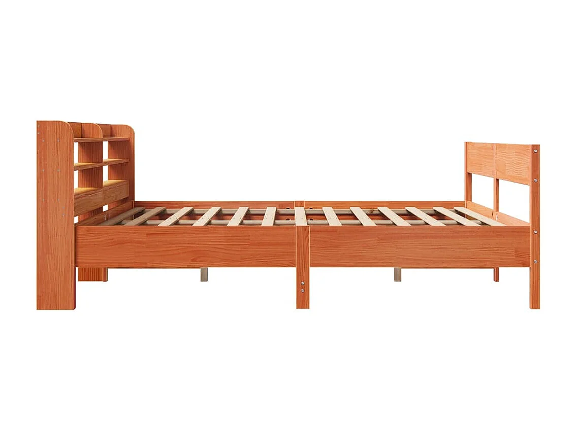 Cadre de lit sans matelas cire marron 200x200cm bois pin massif