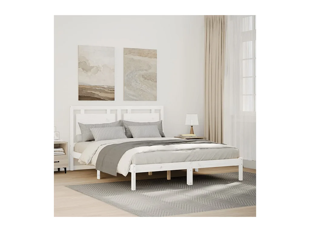 Bedframe extra lang zonder matras massief hout wit 140x220 cm