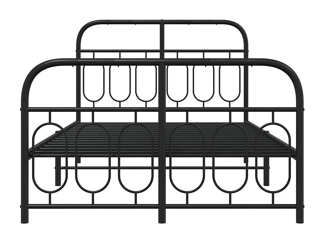 Cadre de lit métal sans matelas avec pied de lit noir 120x200cm