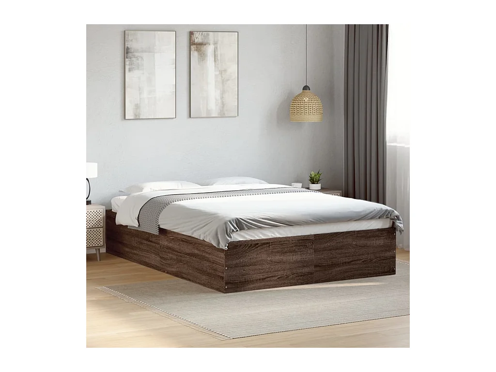 Bettgestell Braun Eichen-Optik 135x190 cm Holzwerkstoff