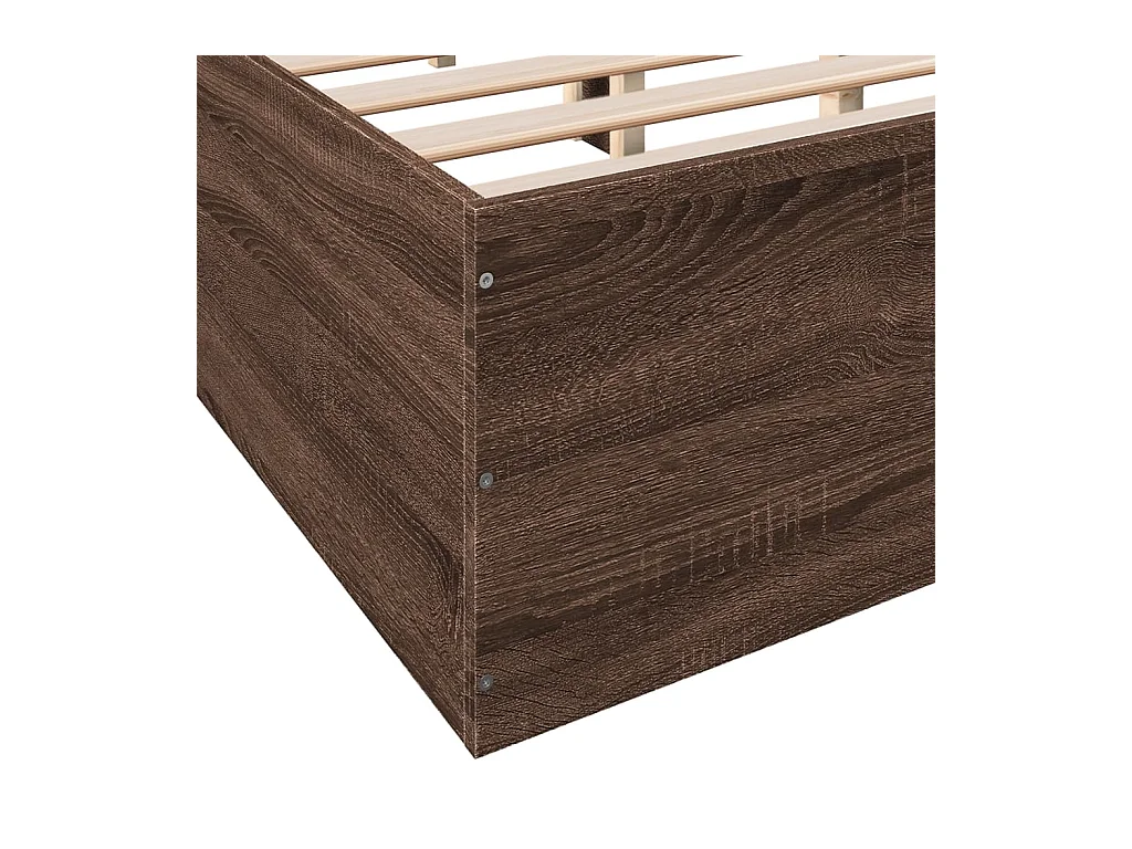 Bettgestell Braun Eichen-Optik 135x190 cm Holzwerkstoff
